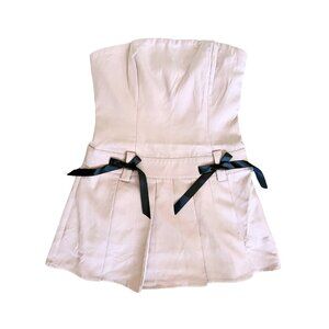 Bandeau pleated bow detail mini dress